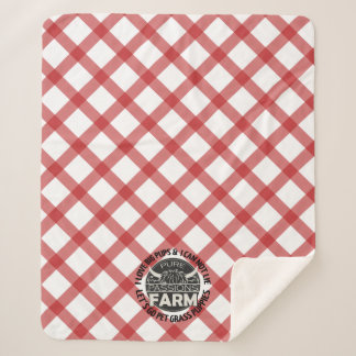 Rotes Karo Lass uns gehen Haustier Gras Welpen Dec Sherpadecke