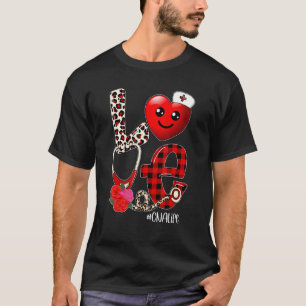 Rotes Karo Liebe Cna Leben Valentinstag Krankensch T-Shirt
