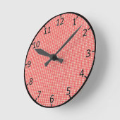 Rotes Karo-Muster Runde Wanduhr (Winkel)