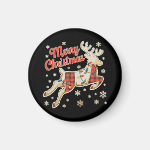 Rotes Karo-Rentier-Buffalo-Frohe-Weihnachten-Pyjam Magnet