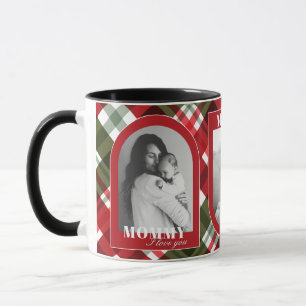 Rotes Karo Rustikal ICH LIEBE DICH MUTTER 3Foto We Tasse