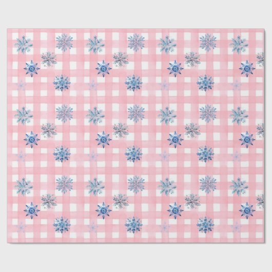 Rotes Karo-Schneeglöckchen Geschenkpapier (Flach)