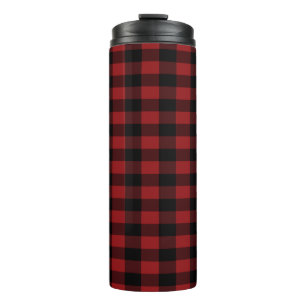 Rotes Karo-Wärmeglas Thermosbecher