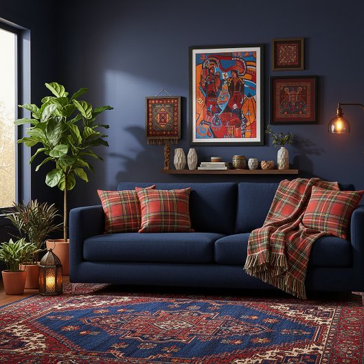 Rotes Karodecke - Geschenke Decke