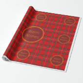 Rotes Karomuster Frohe Weihnachtswünsche Geschenkpapier (Ungerollt)