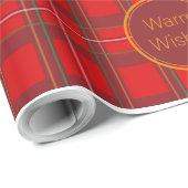 Rotes Karomuster Frohe Weihnachtswünsche Geschenkpapier (Rolleneckpunkt)
