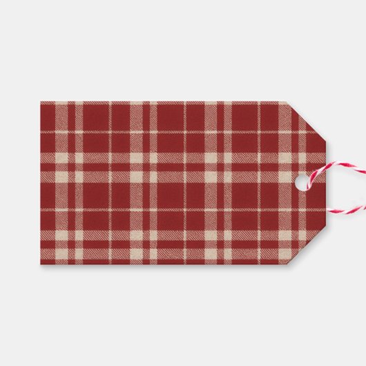Rotes Karomuster Geschenkanhänger (Vorderseite (Horizontal))