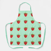 Rotes Kawaii Erdbeerobst auf blau Schürze (Vorderseite)