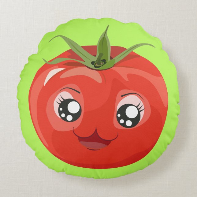 Rotes kawaii Tomate Kissen (Vorderseite)