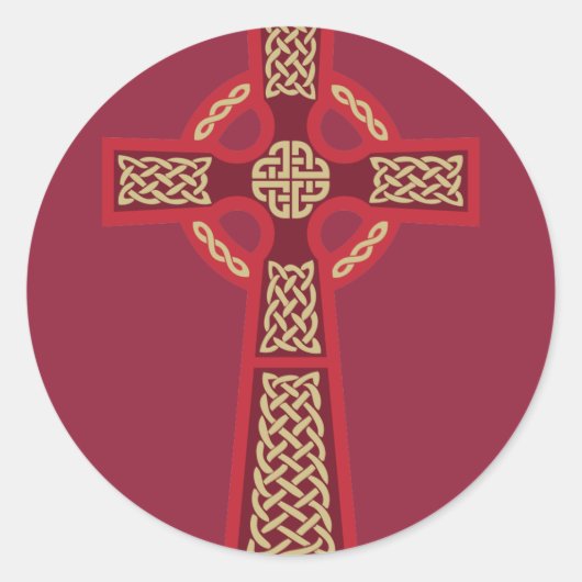 Rotes keltisches Kreuzkleber Runder Aufkleber (Vorderseite)