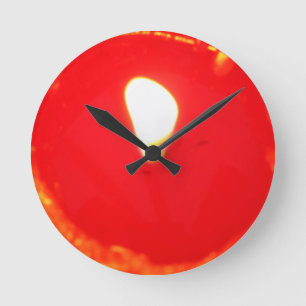 Rotes Kerzenlicht, Flamme, Kerze, Weihnachten-Lieb Runde Wanduhr