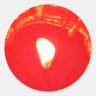 Rotes Kerzenlicht, Flamme, Kerze, Weihnachten-Lieb Runder Aufkleber
