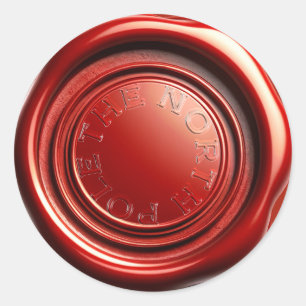 Rotes Kerzenwachssiegel Eis Klar "Der Nordpol"  Runder Aufkleber