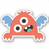 Rotes Kid's Cartoon Monster Die Sticker-Decal auss Aufkleber (Vorderseite)