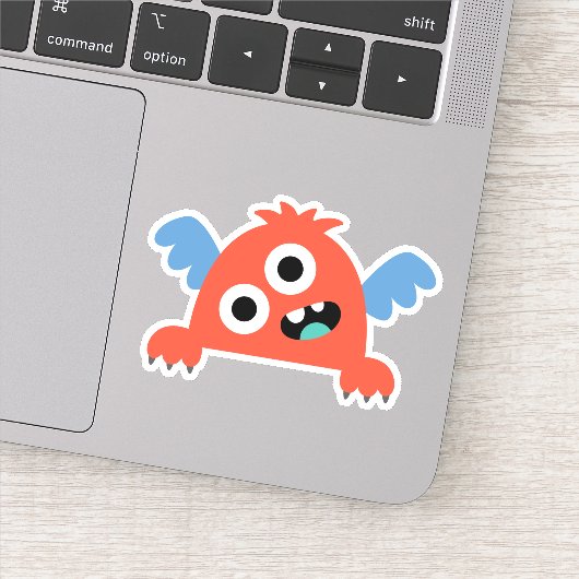 Rotes Kid's Cartoon Monster Die Sticker-Decal auss Aufkleber (Detail)