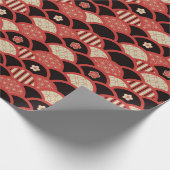 Rotes Kimono-Muster Textur Wellen Stil Geschenkpapier (Ecke)