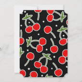 Rotes Kirsch-und Stern-Retro gestempelschnittenes Einladung (Rückseite)