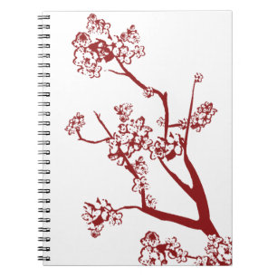 Rotes Kirschblüten Notizbuch Notizblock