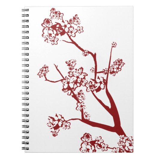 Rotes Kirschblüten Notizbuch Notizblock (Vorderseite)