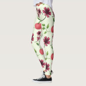 Rotes Kirschblütenmuster Leggings (Links)
