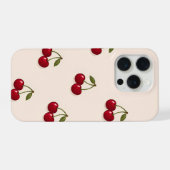 Rotes Kirschenfrucht Retro-Muster iPhone Hülle (Rückseite (Horizontal))