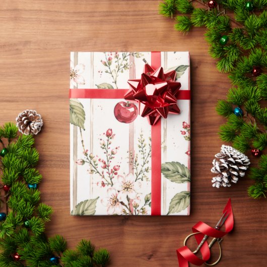 Rotes Kirschstreifen-Geschenkpapier für sie Geschenkpapier (Feiertagsgeschenk)