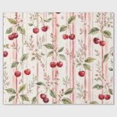 Rotes Kirschstreifen-Geschenkpapier für sie Geschenkpapier (Flach)