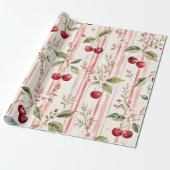 Rotes Kirschstreifen-Geschenkpapier für sie Geschenkpapier (Ungerollt)