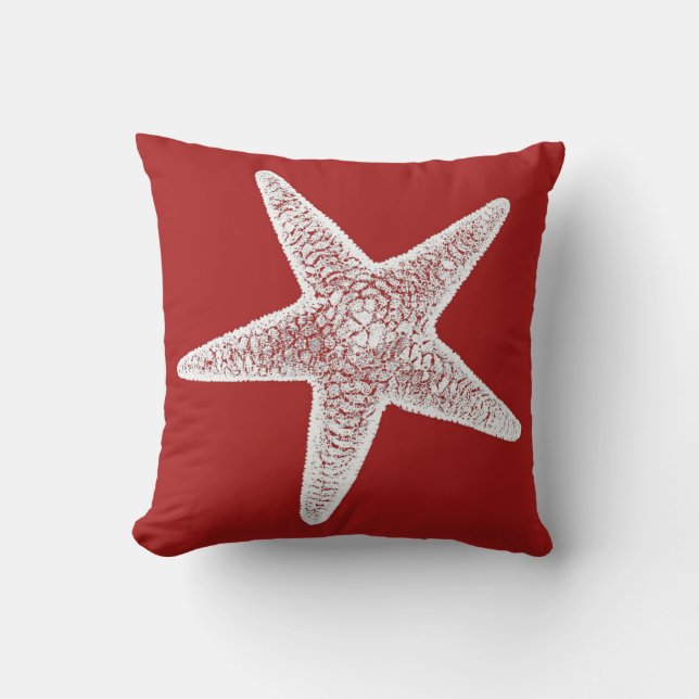 Rotes Kissen mit Seestern (Vorderseite)