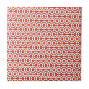 Rotes Kitsch-Blumenmuster Fliese