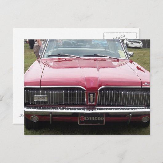 Rotes klassisches antikes Auto alten Mercury-Pumas Postkarte (Vorne/Hinten)