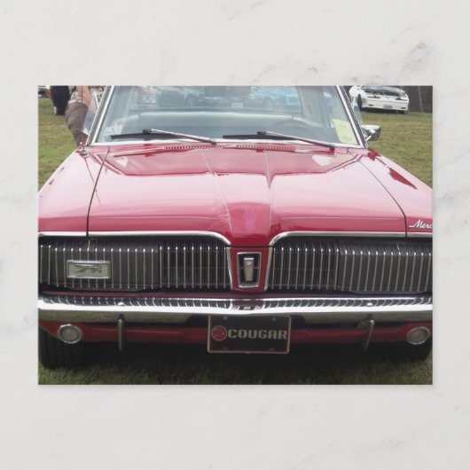 Rotes klassisches antikes Auto alten Mercury-Pumas Postkarte (Vorderseite)