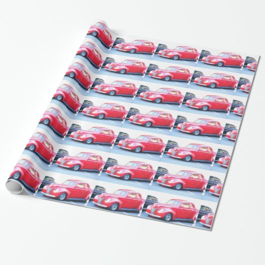 Rotes klassisches Auto-Packpapier Geschenkpapier (Ungerollt)
