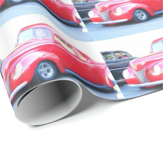 Rotes klassisches Auto-Packpapier Geschenkpapier (Rolleneckpunkt)
