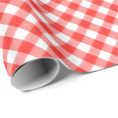 Rotes klassisches Gingham-Muster Picknick Geschenkpapier (Rolleneckpunkt)