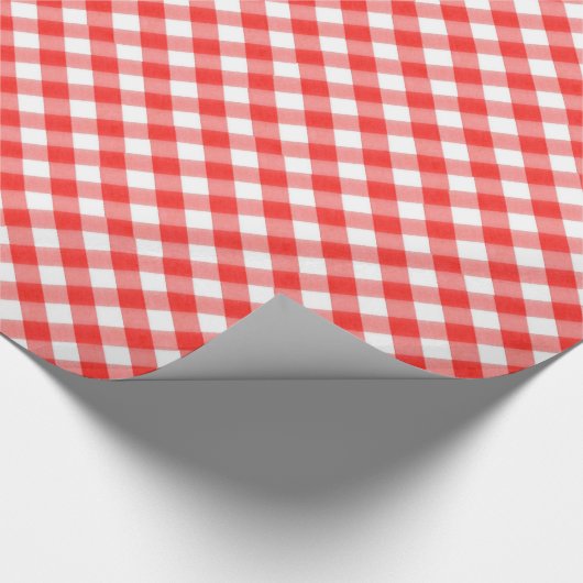 Rotes klassisches Gingham-Musterpic-NIC Geschenkpapier (Ecke)