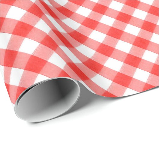 Rotes klassisches Gingham-Musterpic-NIC Geschenkpapier (Rolleneckpunkt)