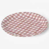 Rotes Klassisches Gingham Pappteller (Schrägansicht)