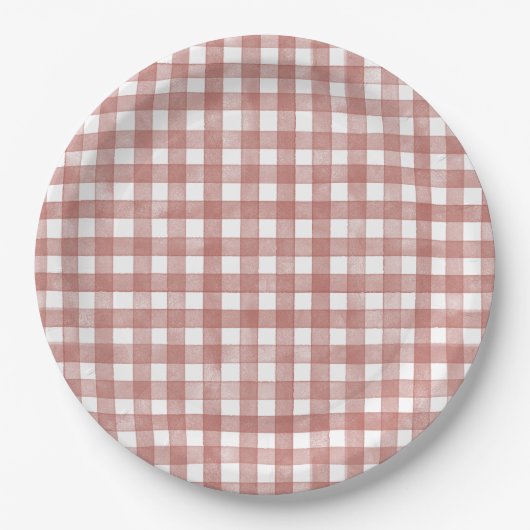 Rotes Klassisches Gingham Pappteller (Vorderseite)