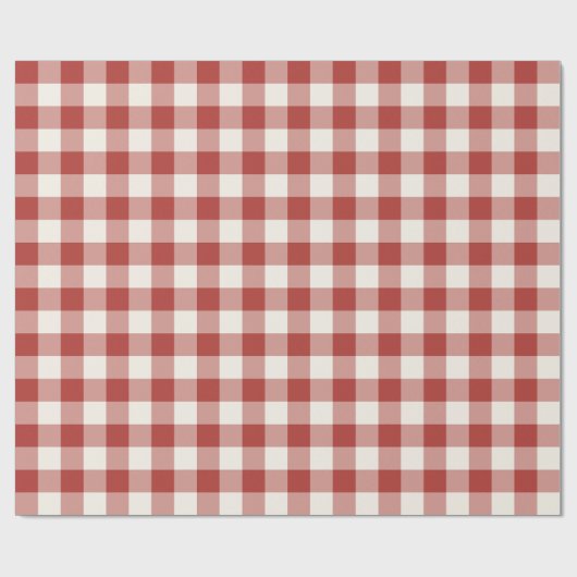 Rotes klassisches Gingham-Weihnachtskariertuch Geschenkpapier (Flach)