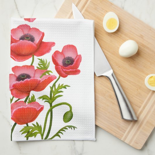 Rotes Klatschmohn-Blumen-Amerikaner MoJo Handtuch (Viertel Falte)
