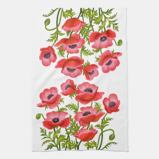 Rotes Klatschmohn-Blumen-Amerikaner MoJo Handtuch (Vertikal)