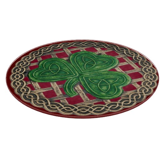 Rotes Kleeblatt auf Keltenknochen-Schneidebrett Schneidebrett (Ecke)