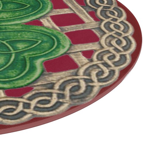 Rotes Kleeblatt auf Keltenknochen-Schneidebrett Schneidebrett (Ecke)