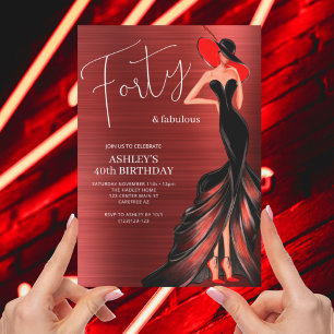 Rotes Kleid 40 und Fabulous Eleganter Geburtstag Einladung