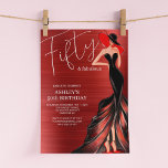 Rotes Kleid 50 und fabelhaftes Elegant Geburtstag Einladung<br><div class="desc">Erstellen Sie Ihre eigene 50. Geburtstagsfeier-Einladung! Personalisieren Sie dieses Design mit Ihrem eigenen Text. Sie können dieses Design weiter anpassen,  indem Sie den Link "Weitere Anpassung" auswählen,  falls gewünscht.</div>