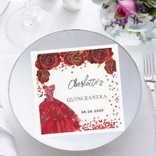 Rotes Kleid aus Quinceanera Blume weiß Serviette