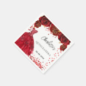 Rotes Kleid aus Quinceanera Blume weiß Serviette (Ecke)