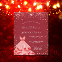 Rotes Kleid aus Quinceanera - Glitzer