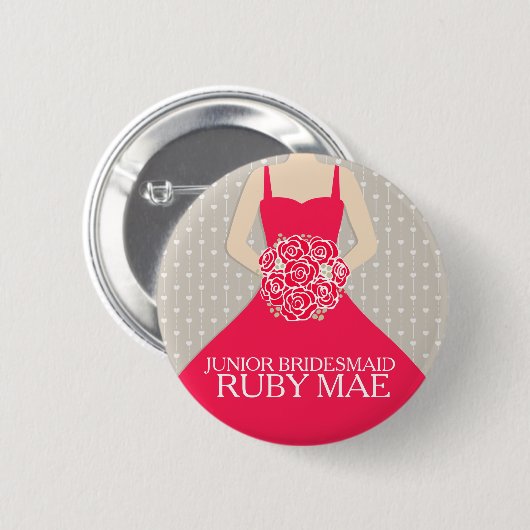 Rotes Kleid des Juniorbrautjungfernmädchens nannte Button (Vorne & Hinten)
